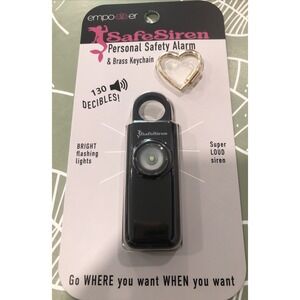 Empower Safe Siren Personal Safety Alarm Brass Keychain Heart Lights Women NEW